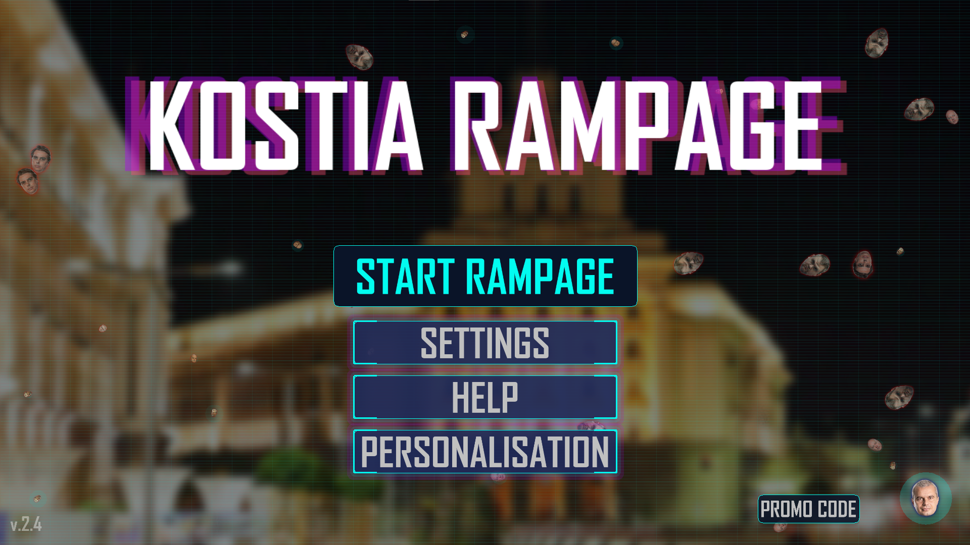 Kostia Rampage Main Menu